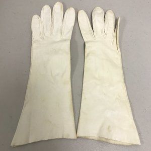 Vintage White Kid Leather Gloves S - image 1